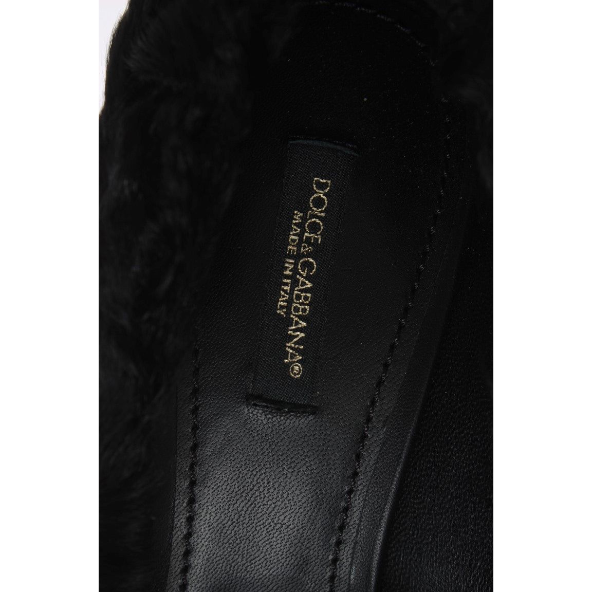 Dolce & Gabbana Black Xiangao Lamb Fur Leather Pumps LA3094-1