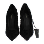 Dolce & Gabbana Black Xiangao Lamb Fur Leather Pumps LA3094-1