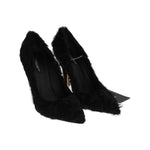 Dolce & Gabbana Black Xiangao Lamb Fur Leather Pumps LA3094-1