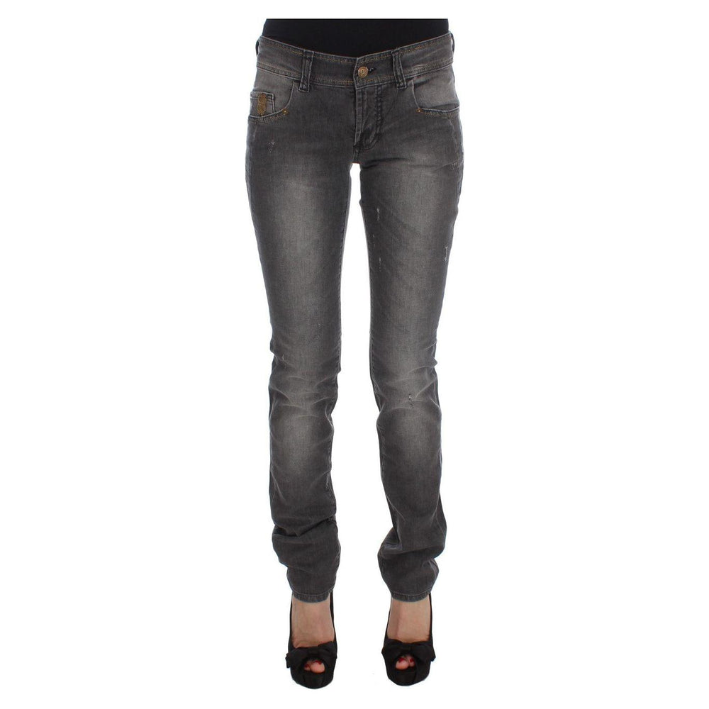 John Galliano Gray Wash Cotton Blend Slim Fit Stretch Jeans SIG30178-4