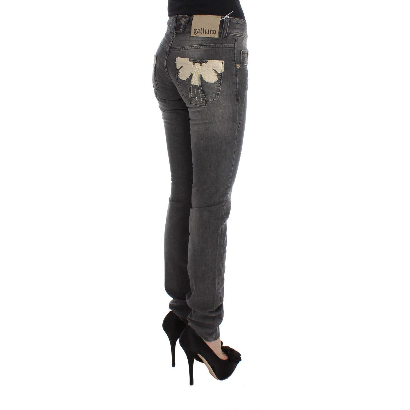 John Galliano Gray Wash Cotton Blend Slim Fit Stretch Jeans SIG30178-4