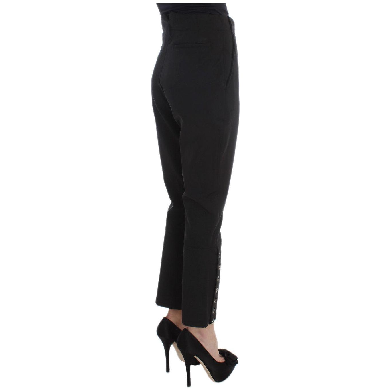 Ermanno Scervino Black Cotton Blend Capri Cropped Pants Jeans & Pants
