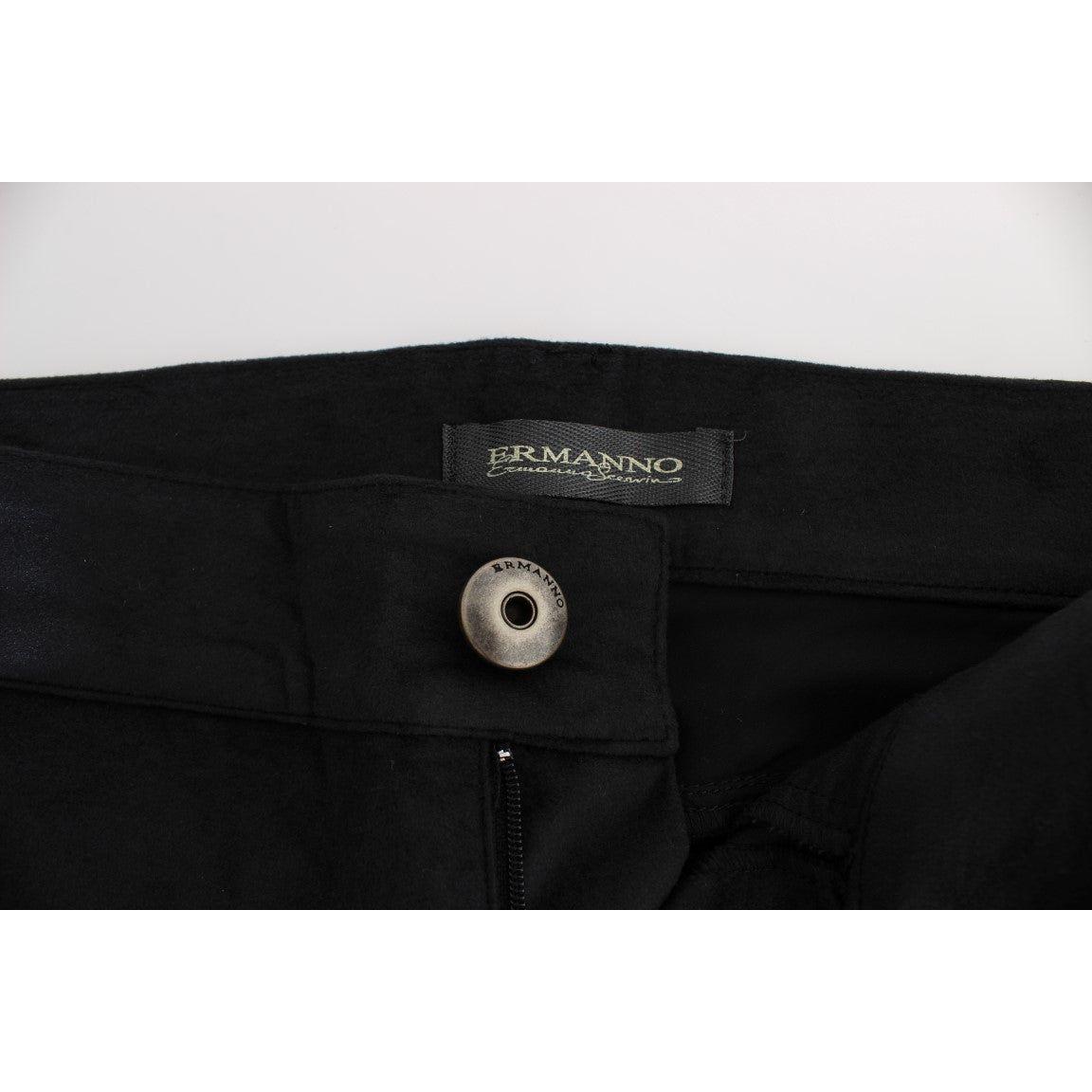 Ermanno Scervino Black Cotton Blend Regular Fit Pants SIG30403-1