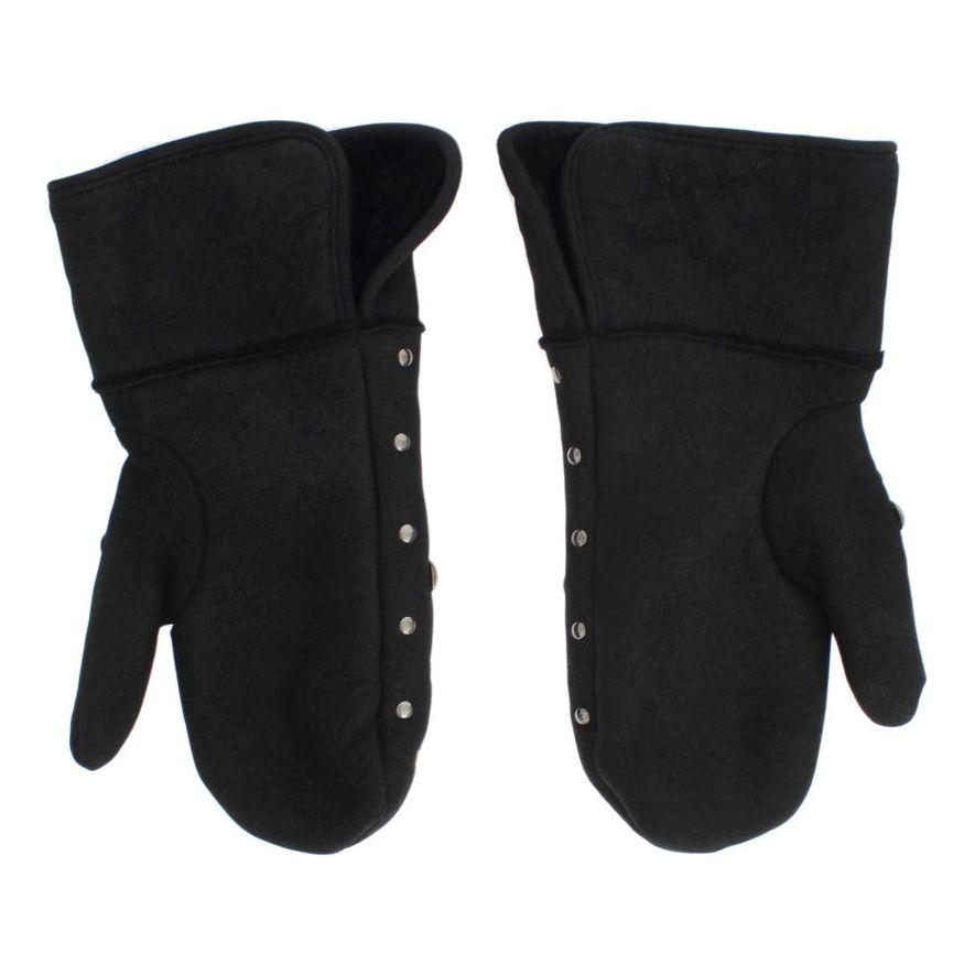 Dolce & Gabbana Gray Wool Shearling Studded Gloves LB133-1