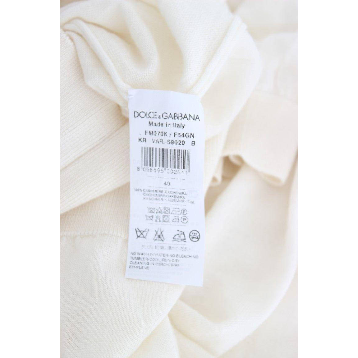 Dolce & Gabbana White 100% Cashmere Sweater DRE10087-1