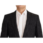 Dolce & Gabbana Black Brocade Formal 2 Piece MARTINI Suit KOS1994- 46