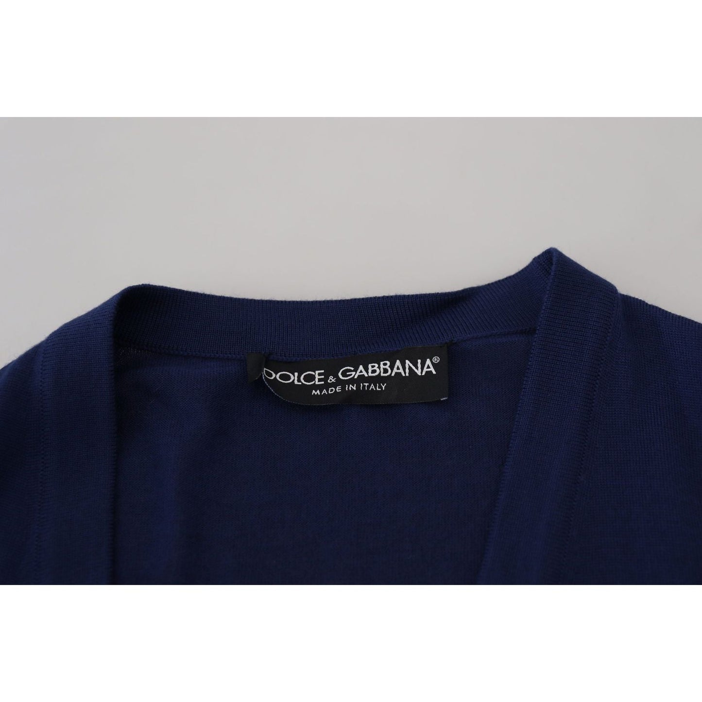 Dolce & Gabbana Blue Wool V-neck Button Down Cardigan Sweater TSH7937- 44
