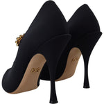 Dolce & Gabbana Black Socks Stretch Crystal Pumps Shoes LA10050- 35.5