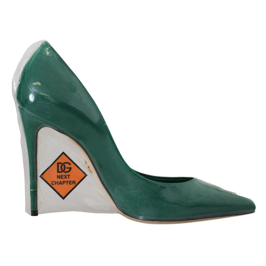 Dolce & Gabbana Green Leather Heels Pumps Plastic Shoes