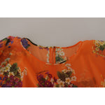 Dolce & Gabbana Orange Floral Print Long Sleeve Blouse TSH7838- 40