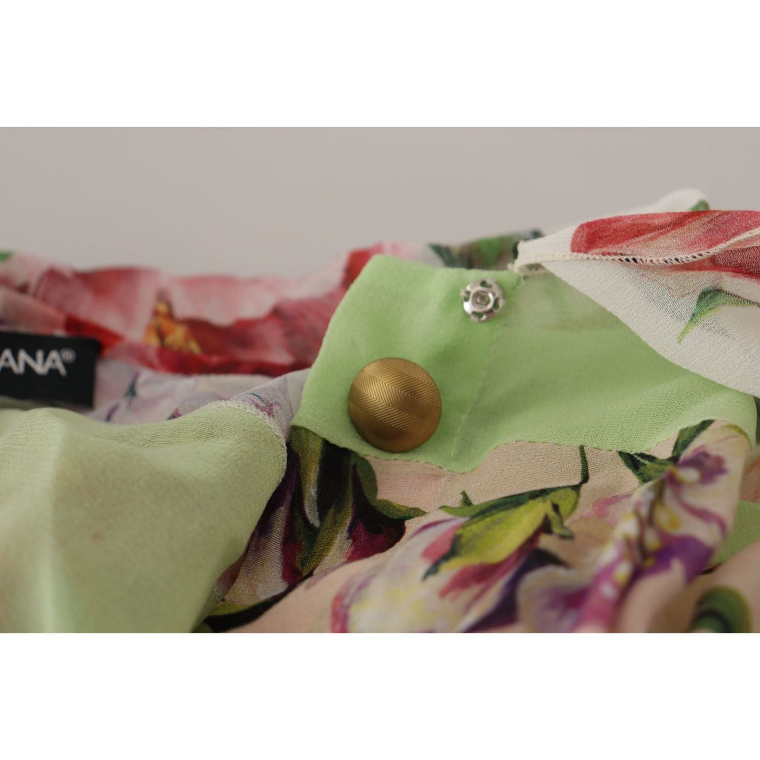 Dolce & Gabbana Multicolor  Floral Patchwork Design Ascot Collar Top Blouse