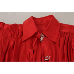 Dolce & Gabbana Red Button Down Belted Midi Satin Silk Dress DR28739 - 44