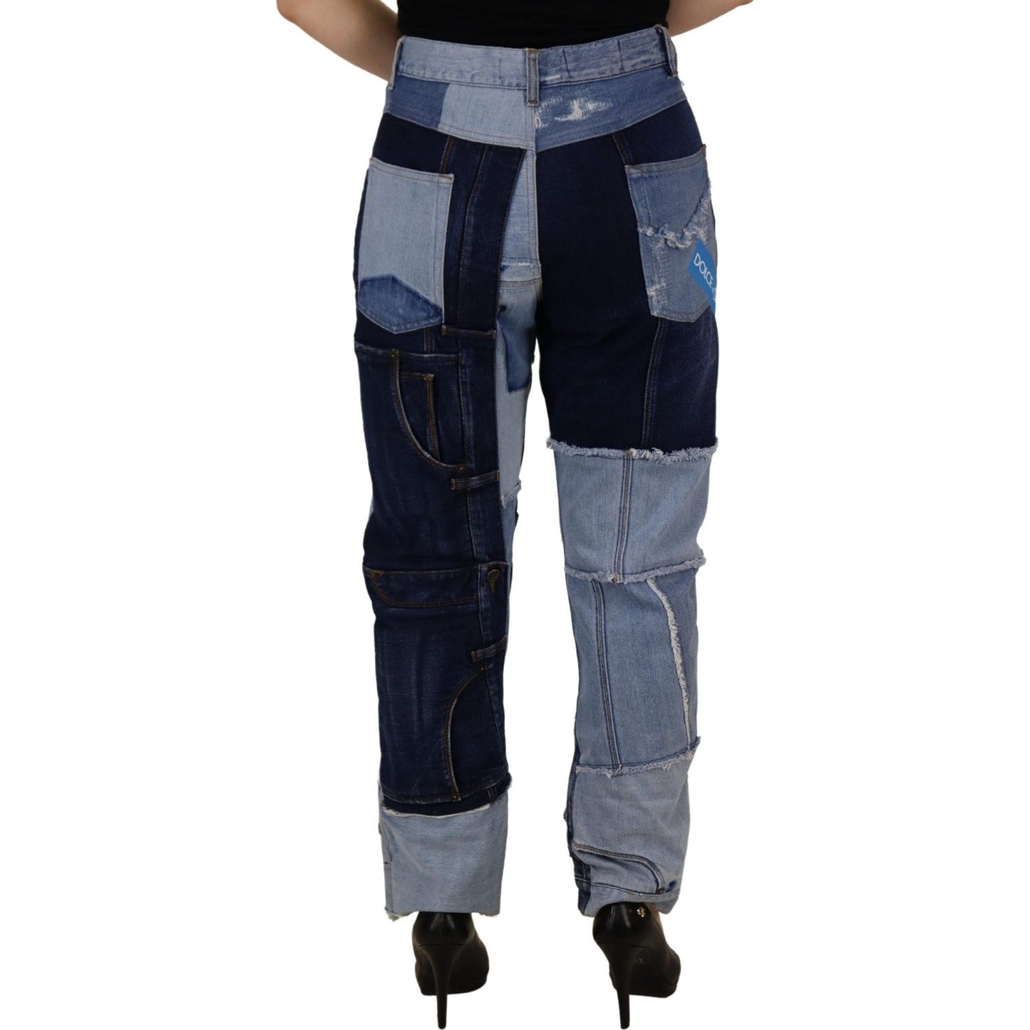 Dolce & Gabbana Multicolor Patchwork High Waist Denim Jeans PAN73102 - 46