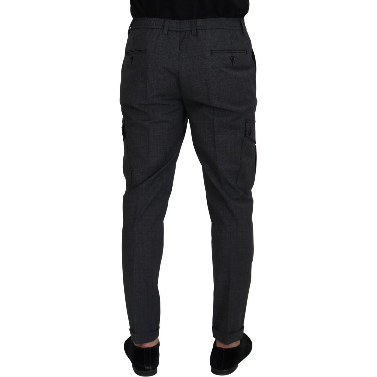 Dolce & Gabbana Gray Checked Cargo Trousers Stretch Pants PAN73255- 48