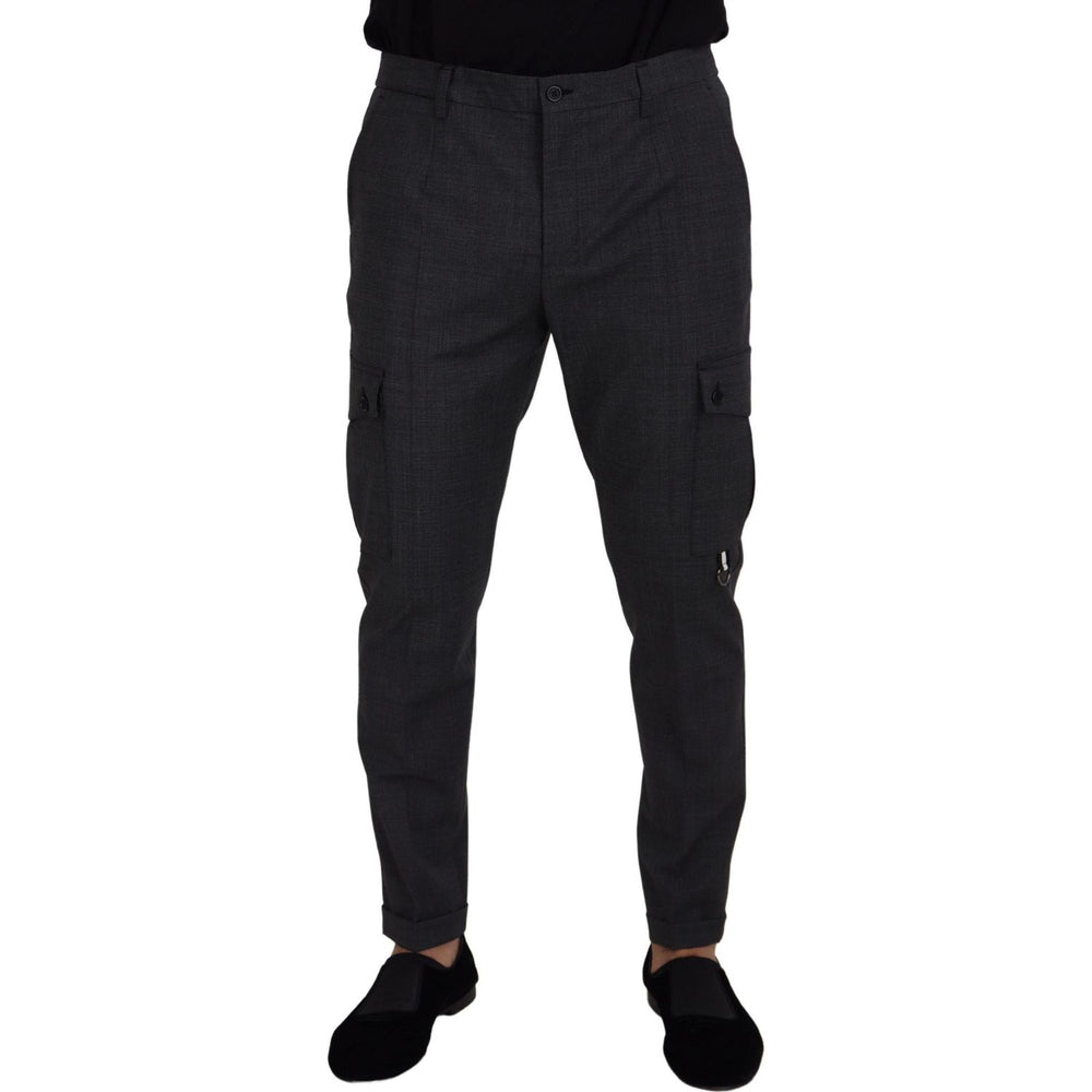 Dolce & Gabbana Gray Checked Cargo Trousers Stretch Pants PAN73255- 48
