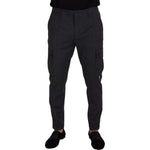 Dolce & Gabbana Gray Checked Cargo Trousers Stretch Pants PAN73255- 48