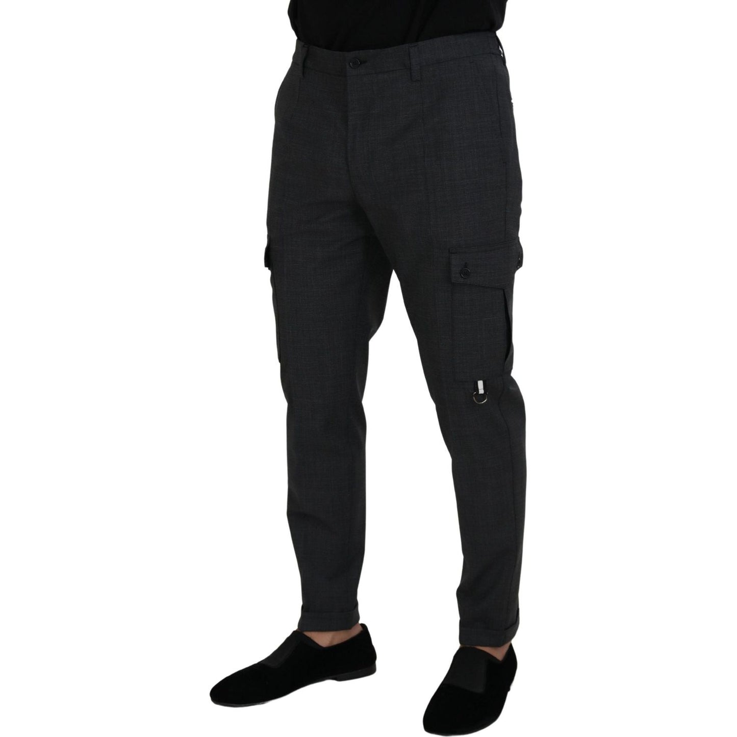 Dolce & Gabbana Gray Checked Cargo Trousers Stretch Pants PAN73255- 48