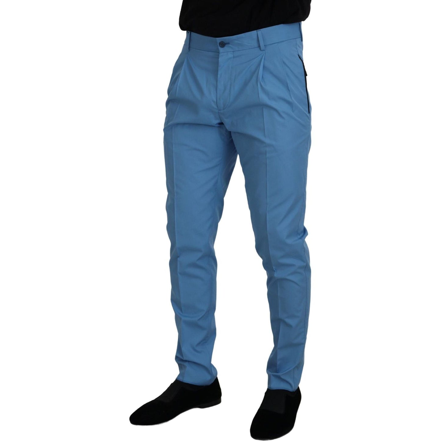 Dolce & Gabbana Blue Cotton Silk Trousers Chinos Pants PAN73259- 26