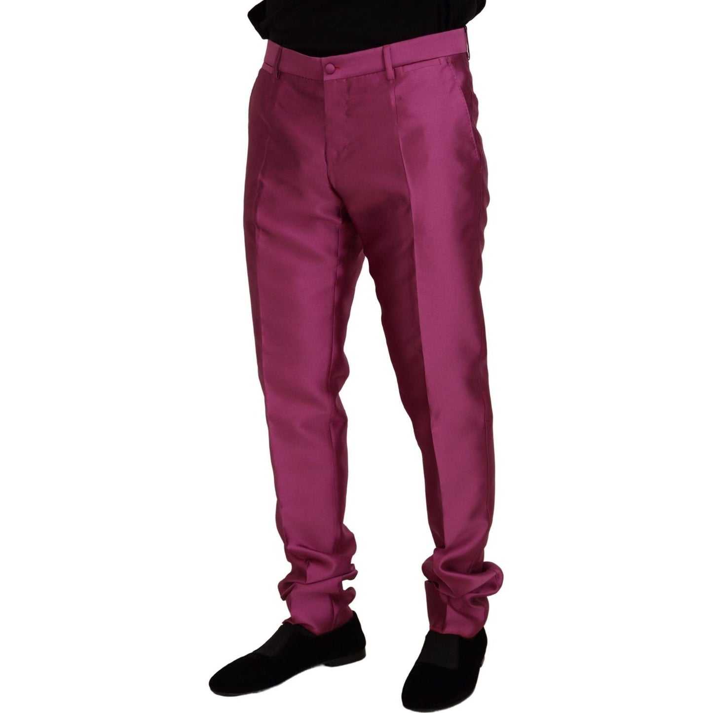 Dolce & Gabbana Pink Silk Slim Trousers Dress Formal Pants PAN73304- 46