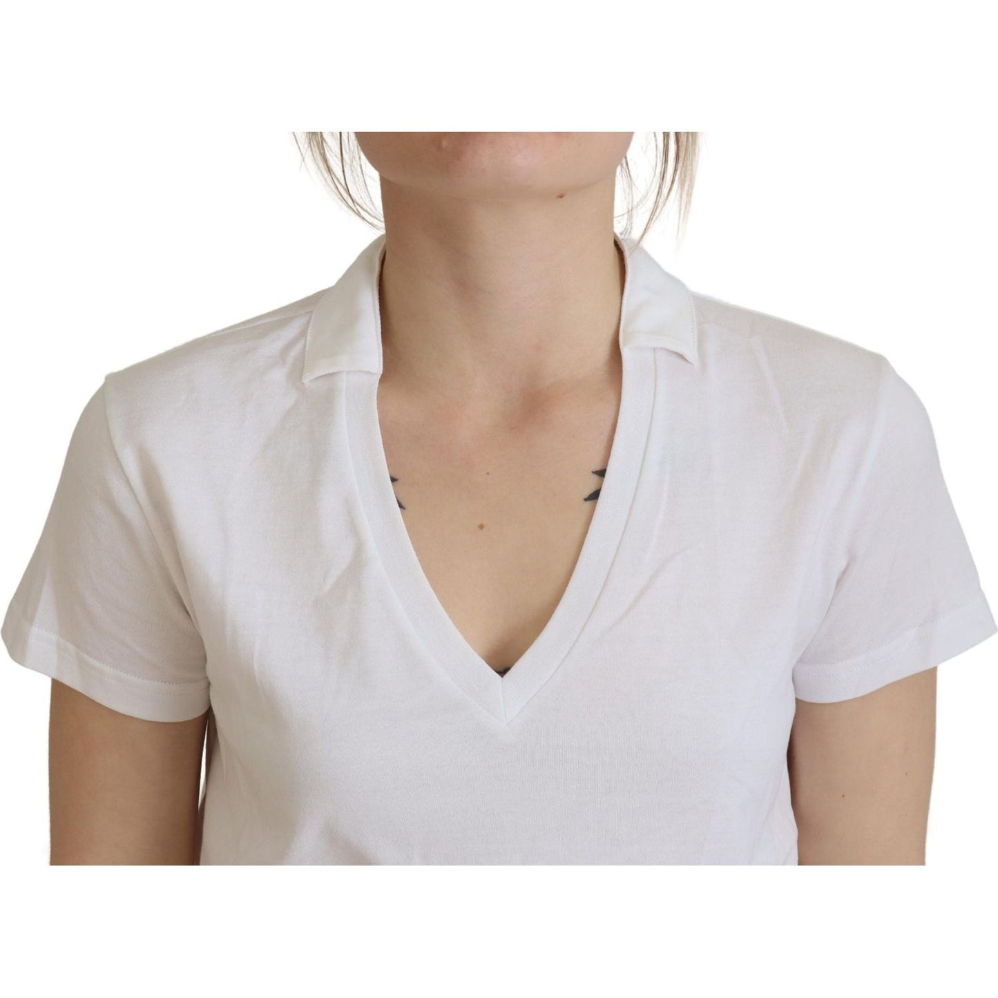 Dolce & Gabbana White Short Sleeve V-neck Cotton Top Blouse T-shirt TSH83004- 42