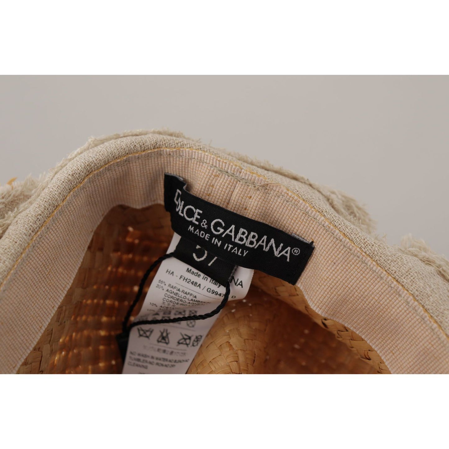 Dolce & Gabbana Yellow Ribbon Floral Embellished Straw Hat