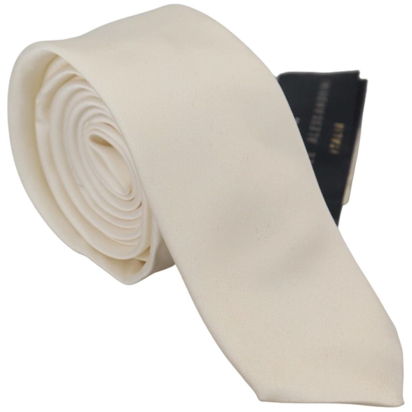 Daniele Alessandrini Off White Silk Men Necktie Adjustable Accessory Tie KRA3210