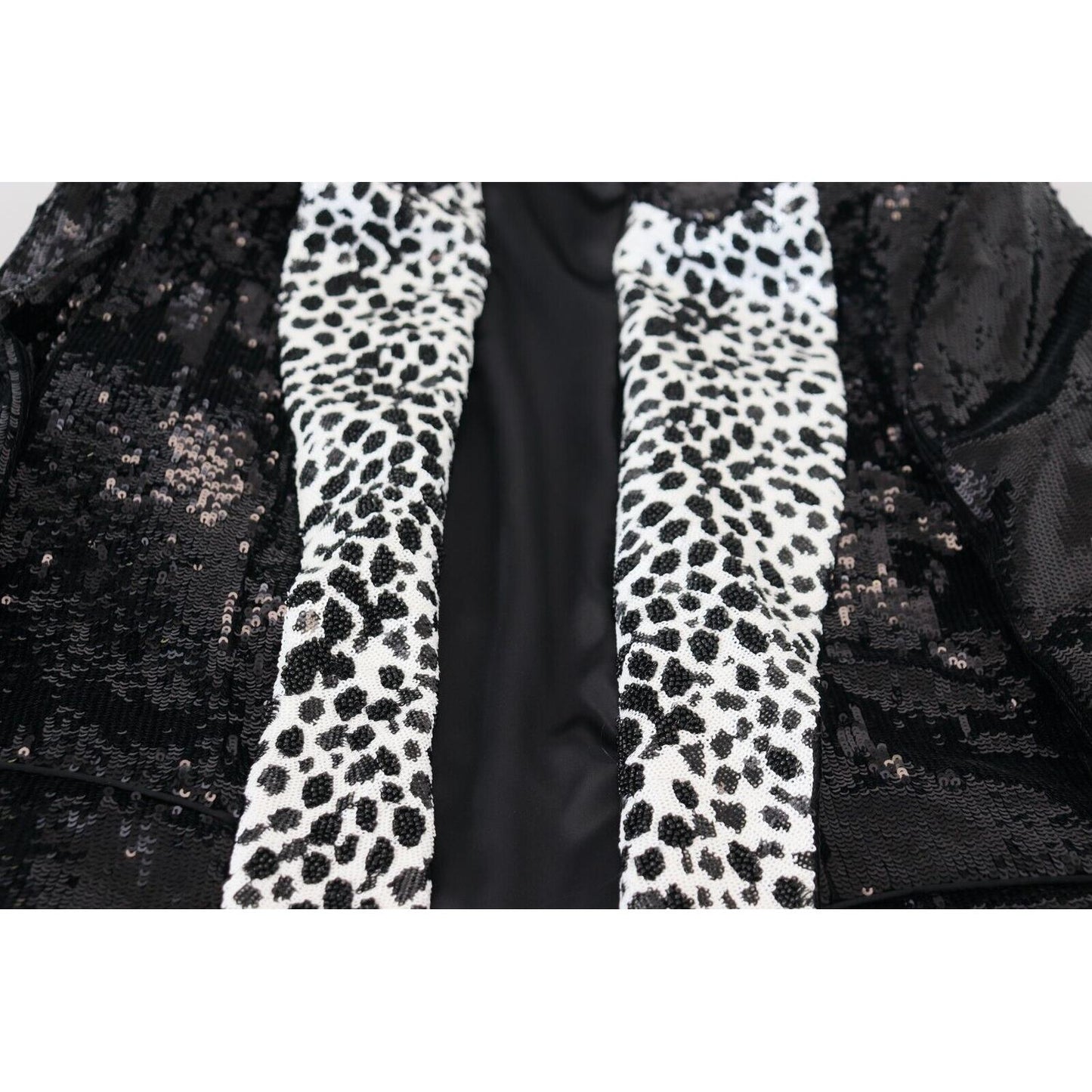 Dolce & Gabbana Black Sequined Cow Pattern Nylon Blazer JKT3432 - 48