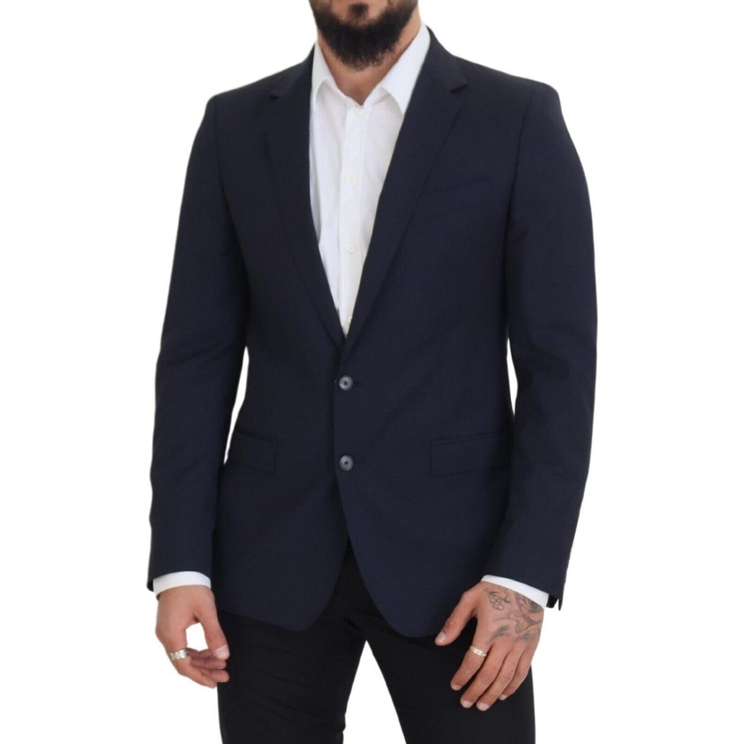 Dolce & Gabbana Dark Blue Wool Single Breasted MARTINI Blazer JKT3453 - 48