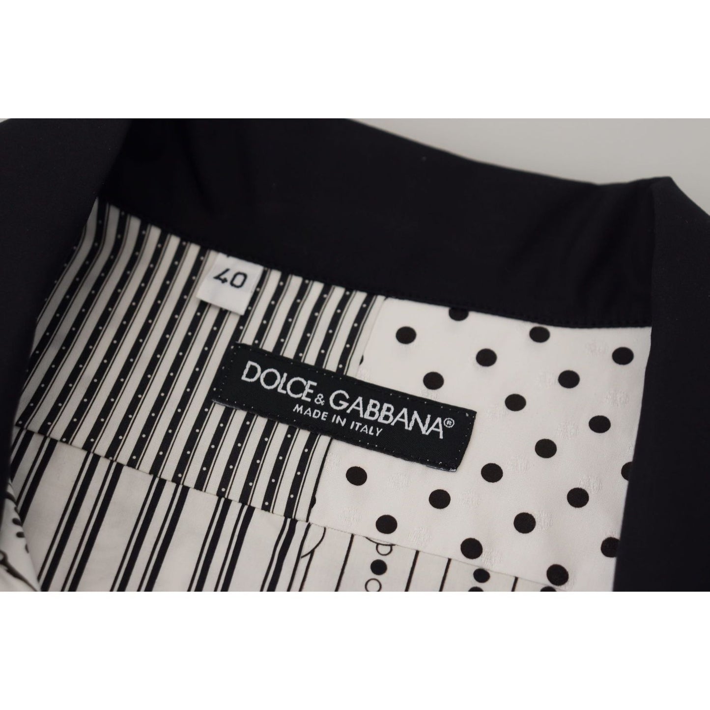 Dolce & Gabbana White Black Patterned Button Down Shirt TSH83177 - 40