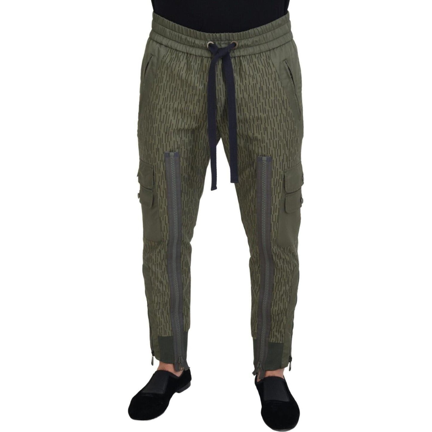 Dolce & Gabbana Green Striped Cargo Zipper Leg Men Trouser Pants PAN74247 - 48
