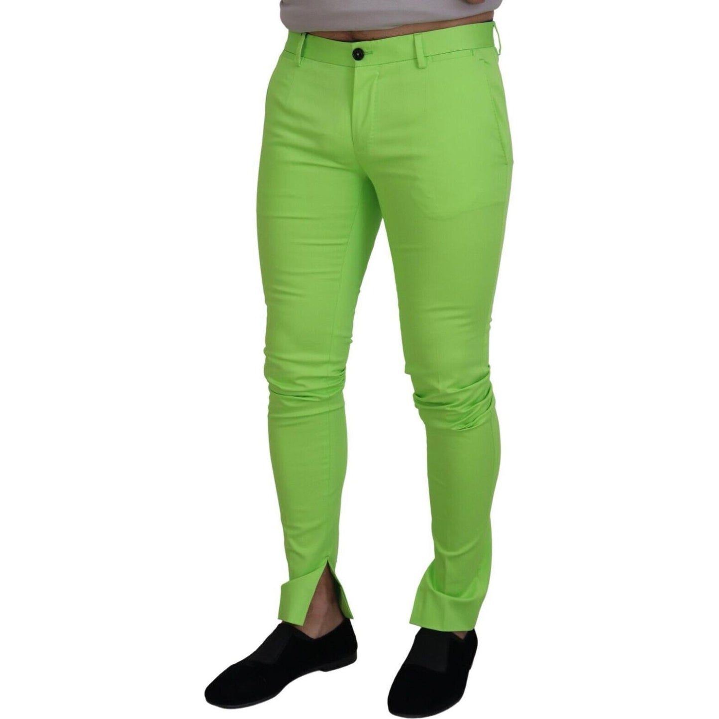 Dolce & Gabbana Light Green Cotton Skinny Men Trousers Pants PAN74389 - 48