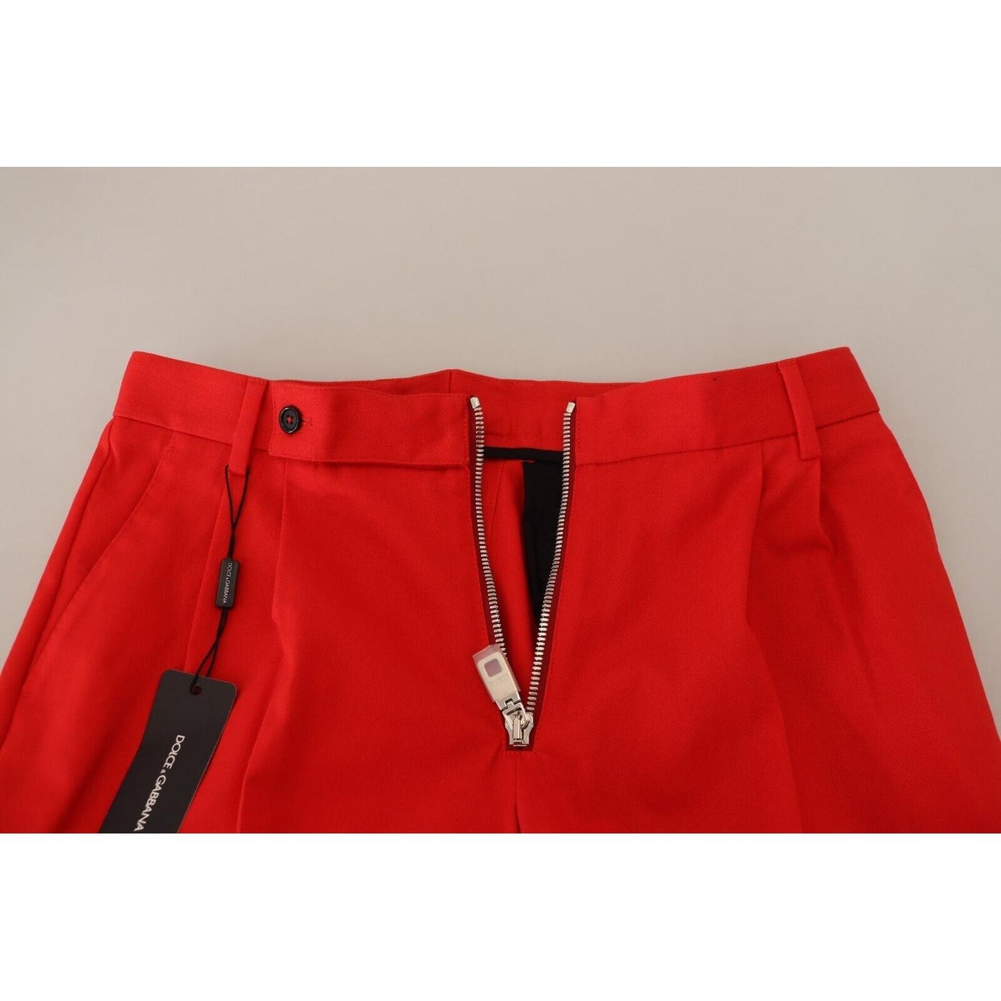 Dolce & Gabbana Red Straight Fit Men Trousers Cotton Pants PAN74388 - 48