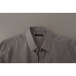 Dolce & Gabbana Gray Linen Long Sleeves Formal GOLD Shirt TSH7992- 43
