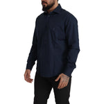 Roberto Cavalli Navy Blue Cotton Dress Formal Shirt TSH82935- 43