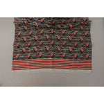 Dolce & Gabbana Black Red Linen Sailboat Stripe Print Shawl Scarf MS6163