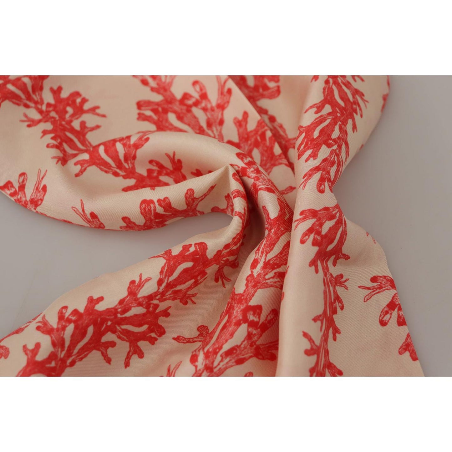 Dolce & Gabbana White Red Coral Print Shawl Wrap Fringe Scarf MS6216