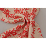 Dolce & Gabbana White Red Coral Print Shawl Wrap Fringe Scarf MS6216