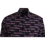 Dolce & Gabbana Black Purple Logo Slim Dress Formal Shirt TSH83560- 39