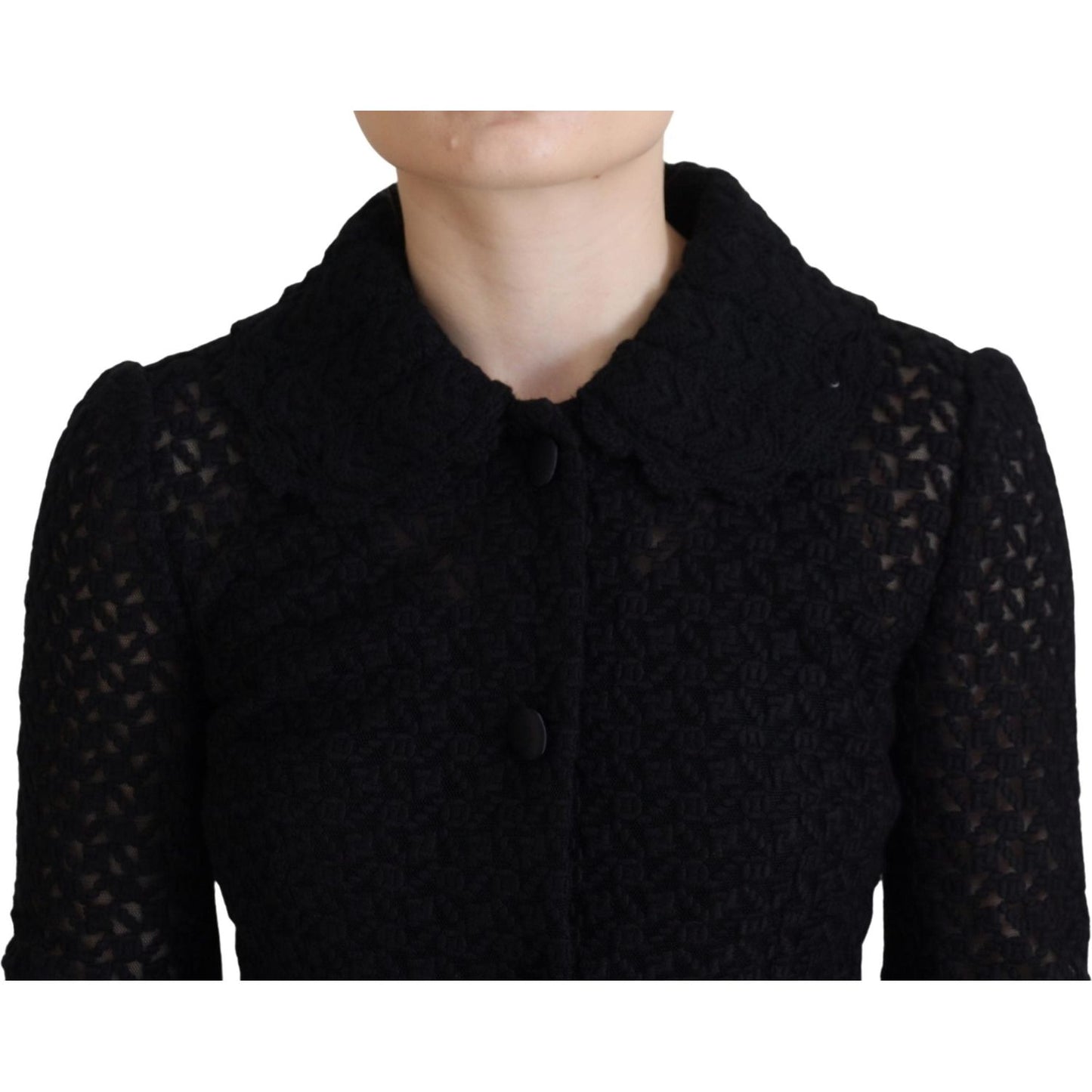 Dolce & Gabbana Black Wool Knitted Button Down Collar Jacket JKT3482 - 40