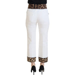 Dolce & Gabbana White Leopard Print High Waist Pants PAN73072 - 36