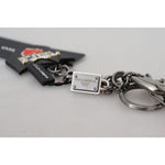 Dolce & Gabbana Black Prince Studs Logo Silver Brass Keychain SMY101049