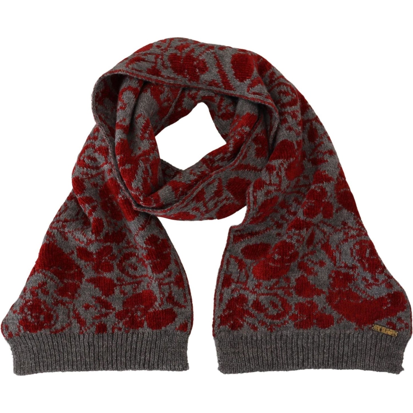 GF Ferre Red Grey Knitted Wrap Warmer Womens Shawl Scarf MS6833