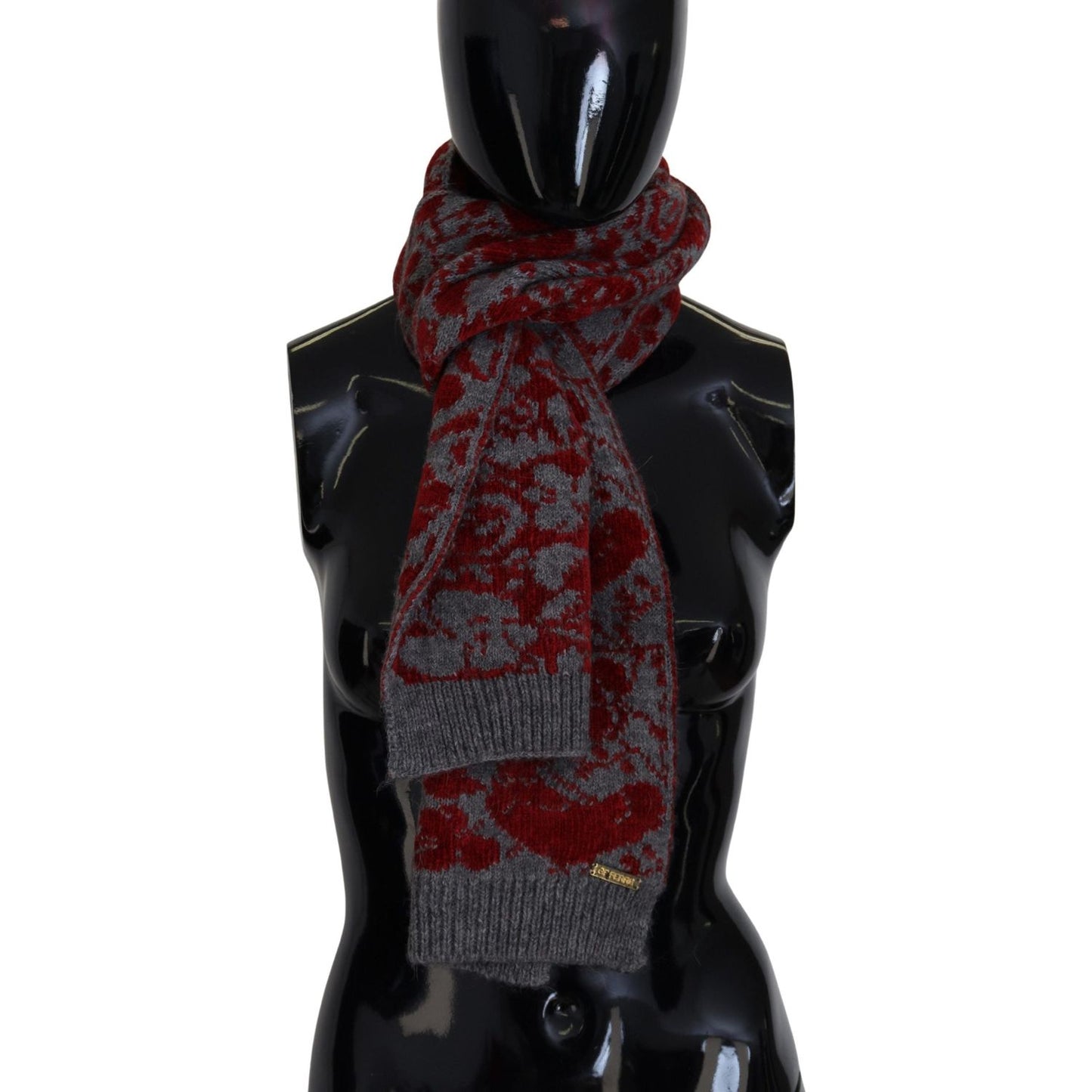 GF Ferre Red Grey Knitted Wrap Warmer Womens Shawl Scarf MS6833
