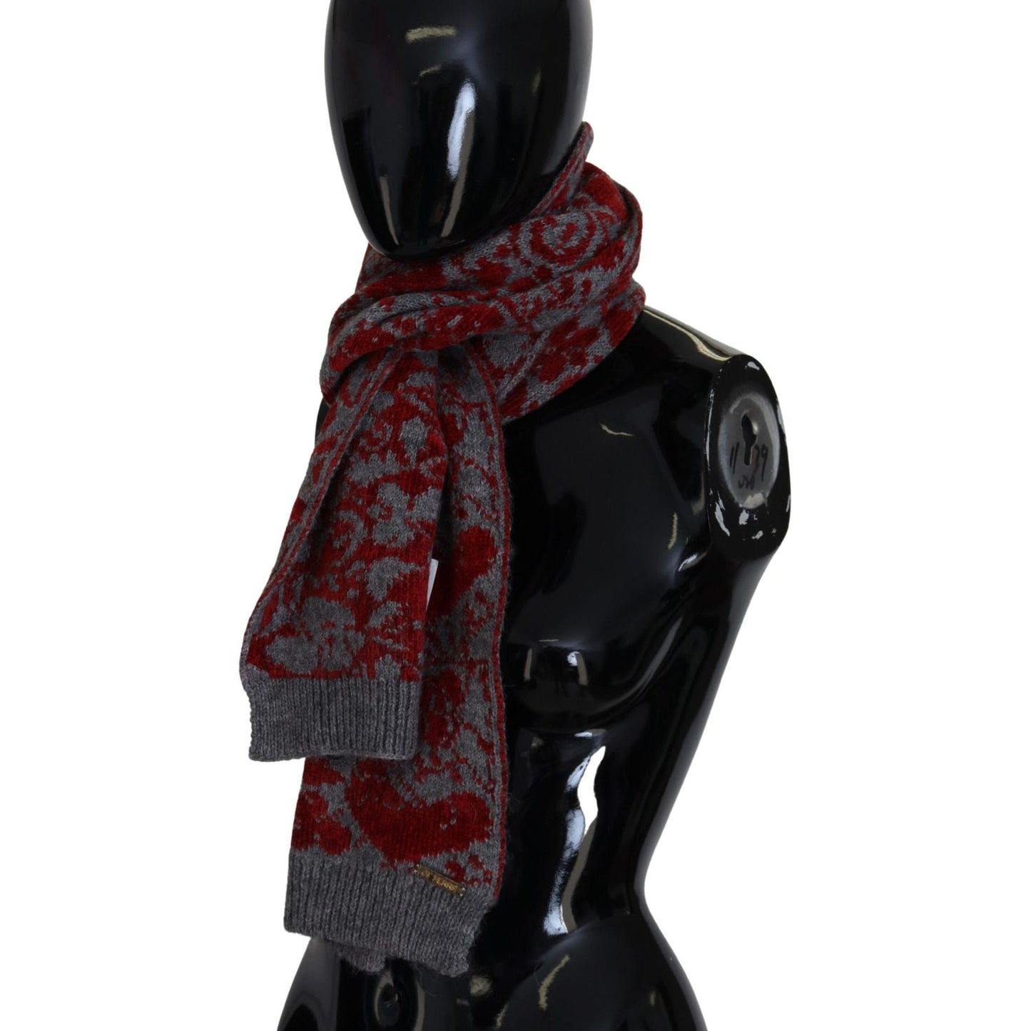 GF Ferre Red Grey Knitted Wrap Warmer Womens Shawl Scarf MS6833