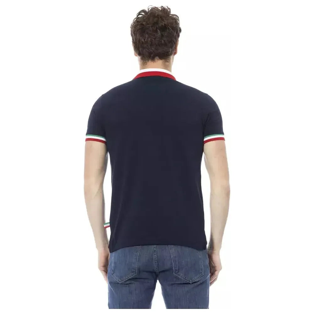 Baldinini Trend Blue Cotton Men Polo Shirt BA-23201-3XL