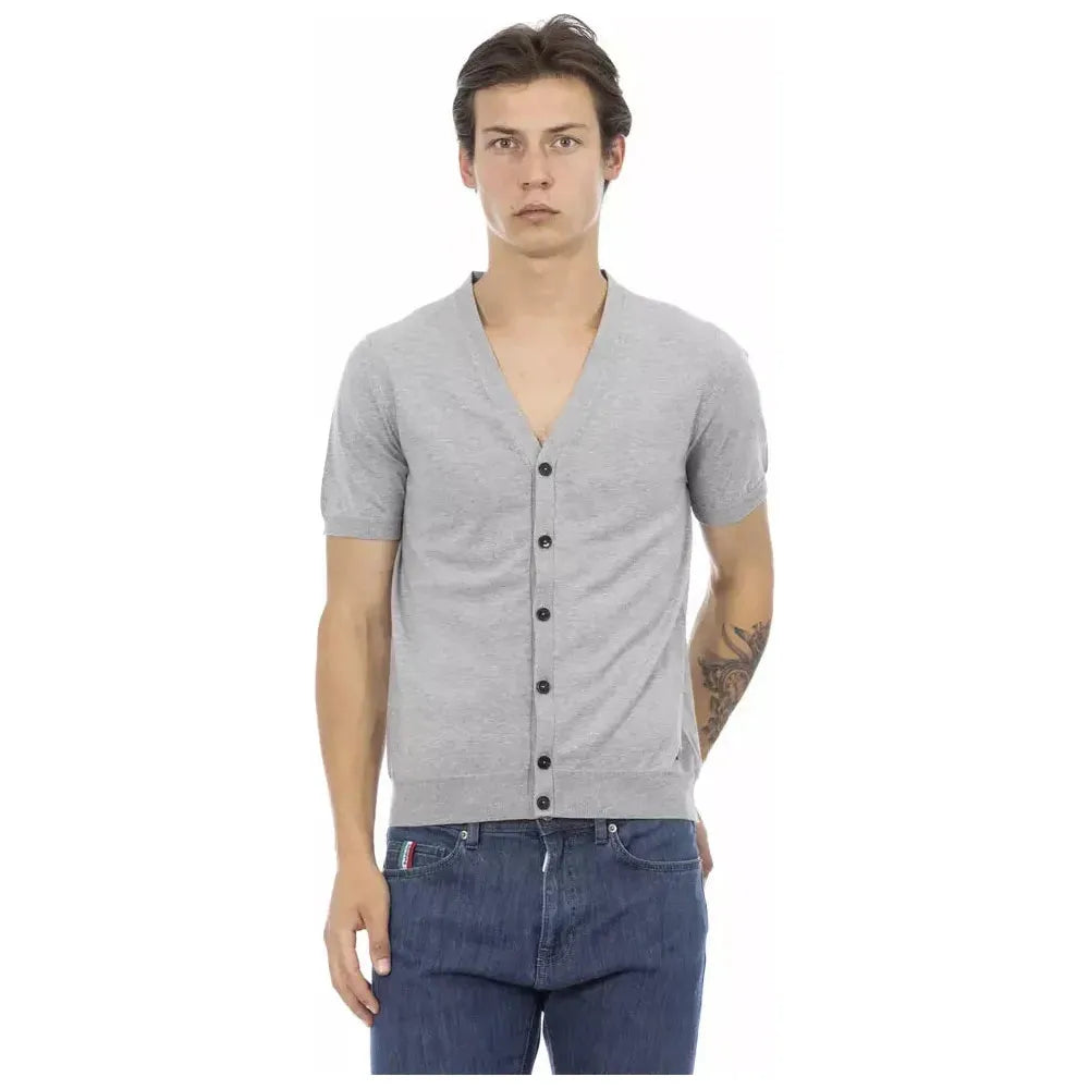 Baldinini Trend Gray Cotton Men's Sweater BA-22906-XL