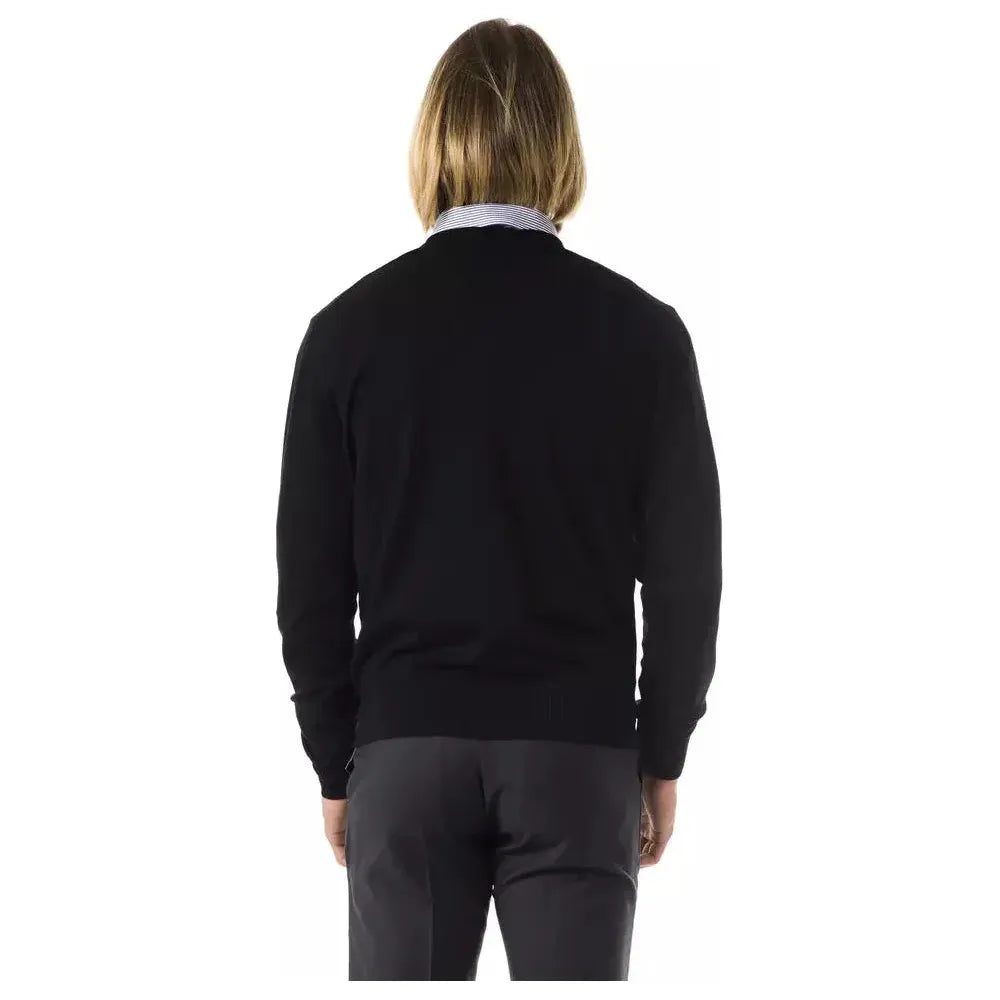 Uominitaliani Black Merino Wool Men Sweater UO-7822-XS