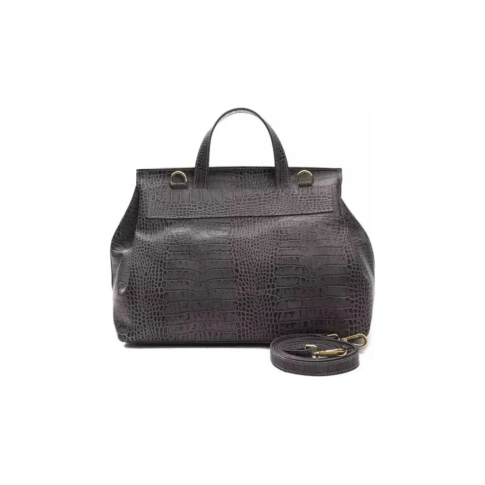 Pompei Donatella Gray Leather Women Shoulder Bag PO-5825
