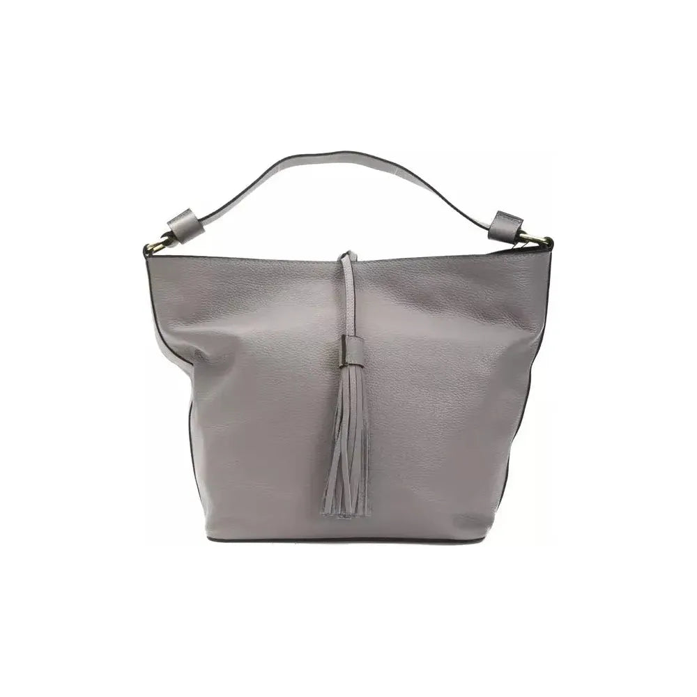 Pompei Donatella Gray Leather Women Shoulder Bag PO-5805