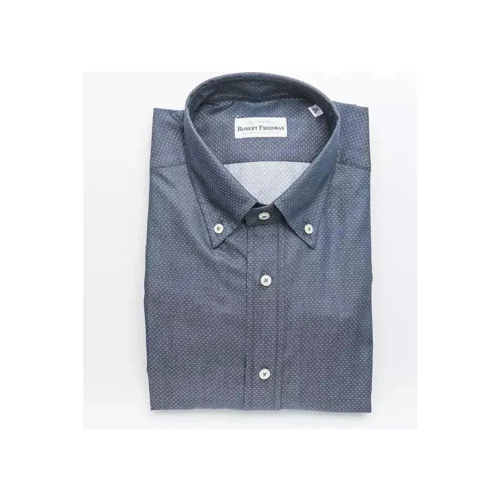 Robert Friedman Blue Cotton Men Shirt RO-20460-M